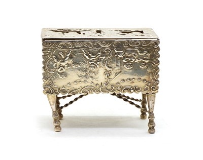 Lot 38 - An antique Dutch silver miniature table c. 1890