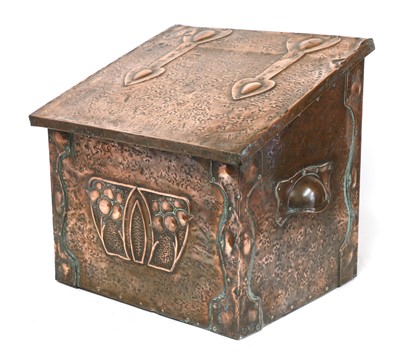 Lot 50 - An Arts and Crafts embossed coal box
