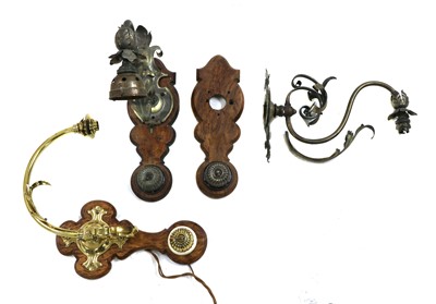 Lot 40 - Three Aesthetic period brass wall lights