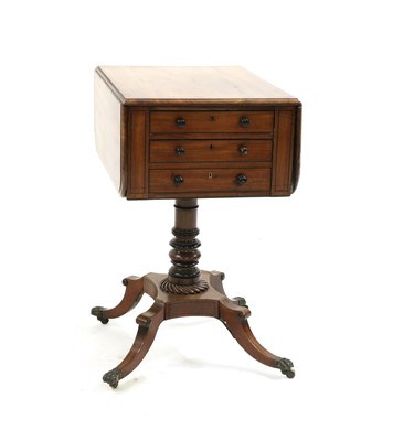 Lot 255 - A George IV mahogany and ebony line inlaid work table