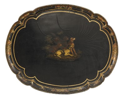 Lot 260 - A large papier-mâché lacquered tray