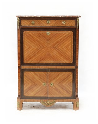 Lot 179 - A French Louis XVI-style mahogany, kingwood and gilt metal mounted secrétaire à abattant