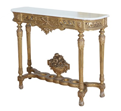 Lot 192 - A French Louis XVI-style giltwood console table