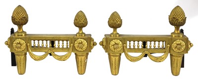 Lot 200 - A pair of French Louis XVI-style gilt bronze chenets
