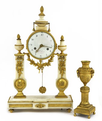 Lot 41 - A French rococo-style marble and gilt-bronze mounted portico clock