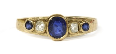 Lot 8 - A gold sapphire and diamond five stone ring