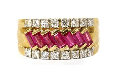 Lot 1214 - A gold ruby and diamond ring