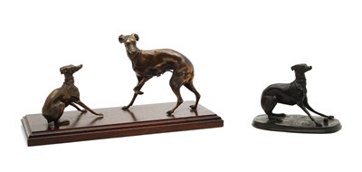 Lot 194 - Three modern bronze whippets