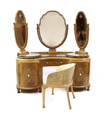 Lot 162A - An Art Deco burr walnut and maple bedroom suite