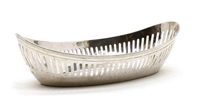 Lot 23 - An oval boat shaped silver bread dish