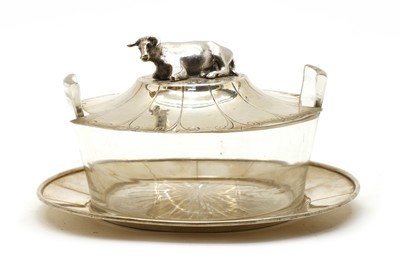 Lot 24 - A Victorian silver and glass butter dish cover and stand