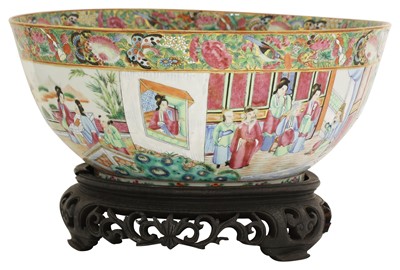 Lot 22 - A Chinese Canton enamelled famille rose punch bowl