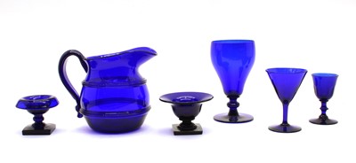 Lot 200 - A collection of late 19th century Bristol Blue glassware
