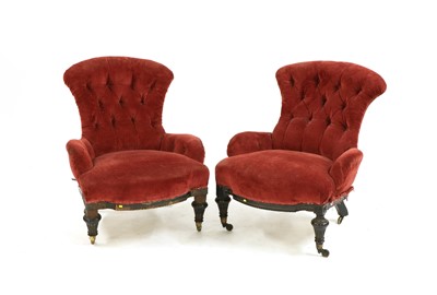 Lot 251 - A pair of 19th century ebonised salon chairs