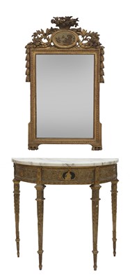 Lot 187 - A painted, giltwood and gesso demilune console table
