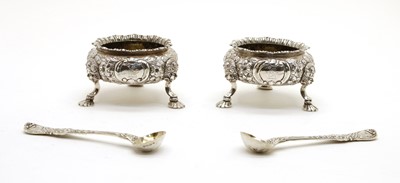 Lot 18 - A pair of Victorian silver open salts with spoons