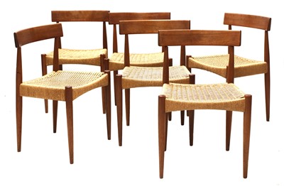 Lot 395 - A set of six teak dining chairs