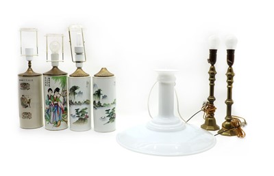 Lot 283 - Two pairs of Oriental porcelain lamp bases