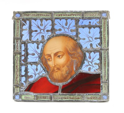 Lot 215 - A pair of stained glass roundels