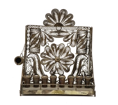 Lot 34 - An antique Russian silver filigree wirework Moudra