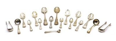 Lot 18 - A part canteen of George III silver kings pattern silver flatware