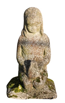 Lot 407 - A reconstituted stone model of a kneeling girl
