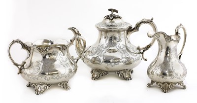 Lot 812 - A Victorian silver three piece tea service