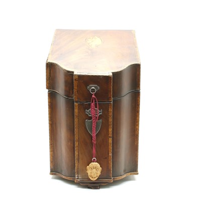 Lot 87 - A George III mahogany and crossbanded knife box