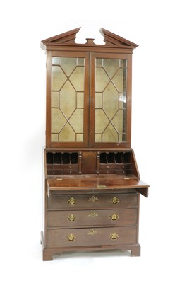 Lot 297 - A George III mahogany bureau bookcase