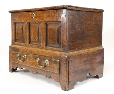 Lot 726 - A George III oak miniature Lancashire mule chest