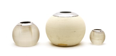 Lot 69 - A silver mounted spherical ceramic vesta