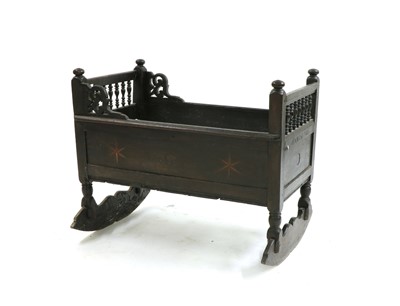 Lot 182 - Oak Cradle - 18th century with spindle galley