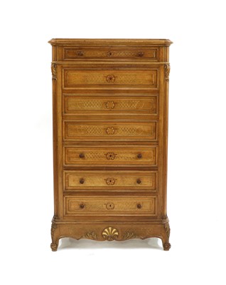 Lot 178 - A French walnut and parcel gilt secretaire abattant