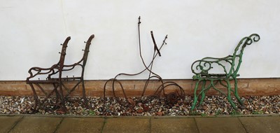 Lot 340 - Two pairs of Victorian cast iron bench ends