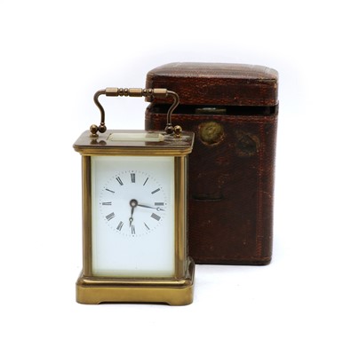 Lot 63 - An Edwardian cased timepiece carriage clock