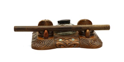 Lot 72 - A 1920 period Maori inkstand desk set