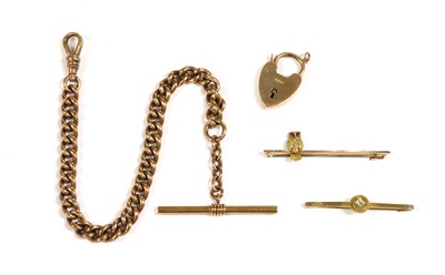 Lot 4 - A gold owl bar brooch