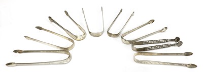 Lot 826 - A pair of George III silver sugar tongs