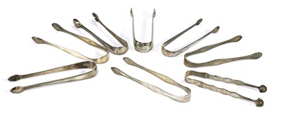 Lot 820 - A pair of George III silver thread pattern sugar tongs