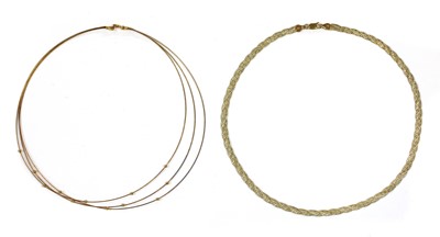 Lot 219 - A 9ct gold three row necklace