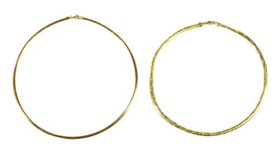 Lot 220 - A 9ct gold flat omega link necklace
