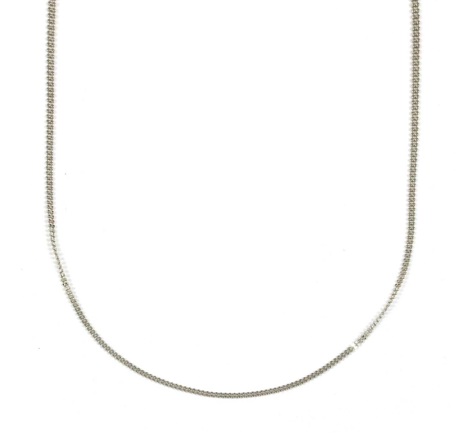 Lot 31 - A platinum two row faceted bead necklace