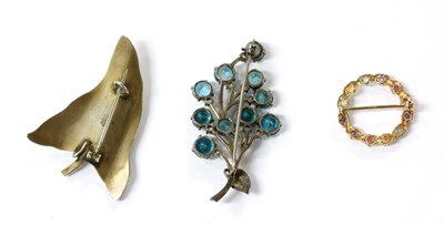 Lot 12 - A Norwegian silver and white enamel ivy leaf brooch, by O. F. Hjortdahl