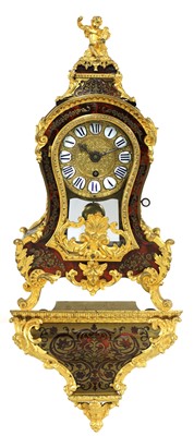 Lot 233 - A French Louis XV tortoiseshell, brass and ormolu-mounted bracket clock