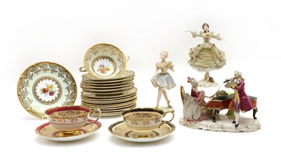 Lot 144 - Paragon four various painted and gilded tea cups and saucers