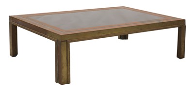 Lot 375 - A modern patinated brass and perspex coffee table