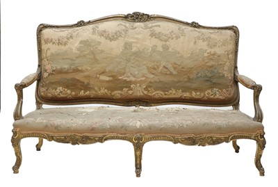Lot 222 - A Louis XV-style carved giltwood canape