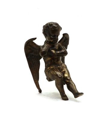 Lot 93 - A 19th century bronze model of a seated cherub