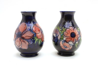 Lot 56 - A pair of William Moorcroft 'Anemone' vases