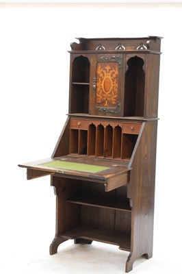 Lot 473 - An Arts and Crafts inlaid oak bureau